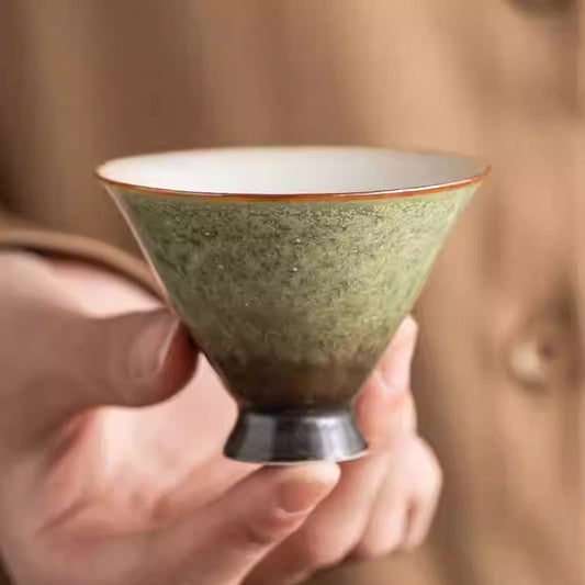 [Porcelain]Kiln-changed Glaze Emerald Green Starry Sky Hat Cup 54ml Chaliland