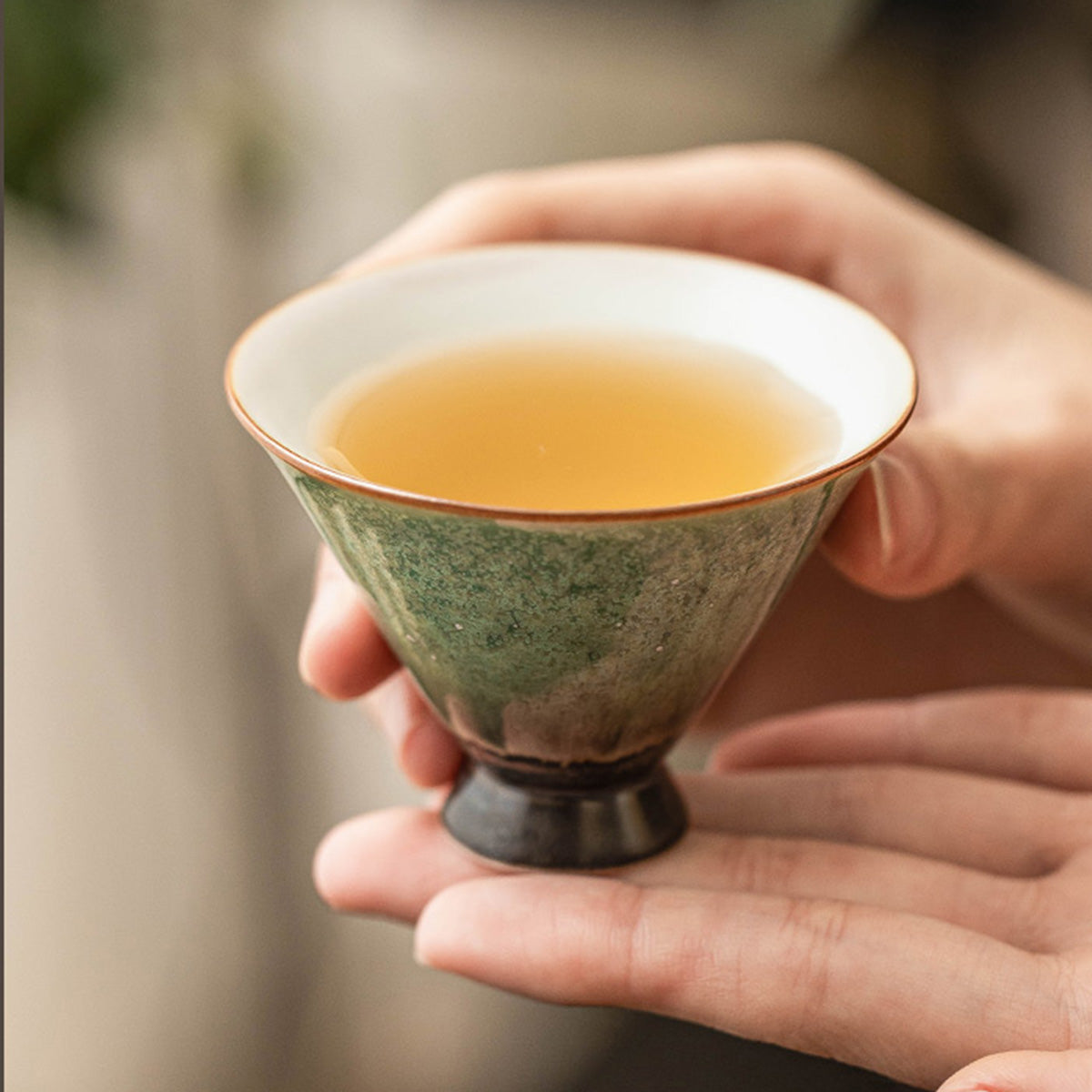 [Porcelain]Kiln-changed Glaze Emerald Green Starry Sky Hat Cup 54ml Chaliland
