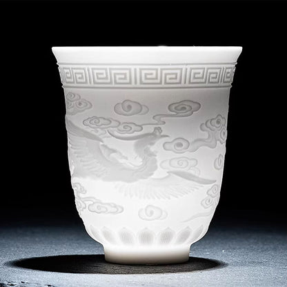 [Ceramics]Loong Phoenix Embossed Teacup 140ml Chaliland