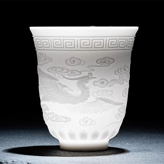 [Ceramics]Loong Phoenix Embossed Teacup 140ml Chaliland