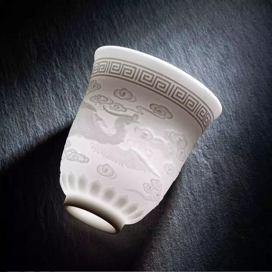 [Ceramics]Loong Phoenix Embossed Teacup 140ml Chaliland