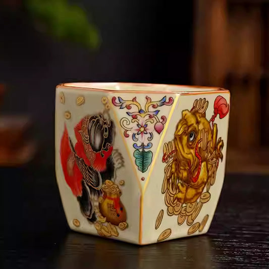[Porcelain]Lucky Eight-Direction Teacup 170ml Chaliland