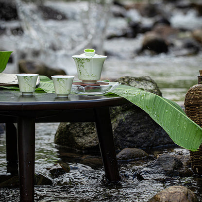[Porcelain]Lush Hand-painted Bamboo Ceramic Gaiwan Chaliland