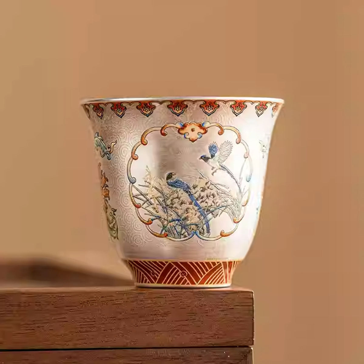 [Silver]Magpie Enamel Silver-plated Kung Fu Teacup 40ml Chaliland