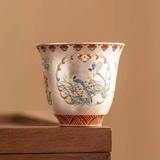 [Silver]Magpie Enamel Silver-plated Kung Fu Teacup 40ml Chaliland
