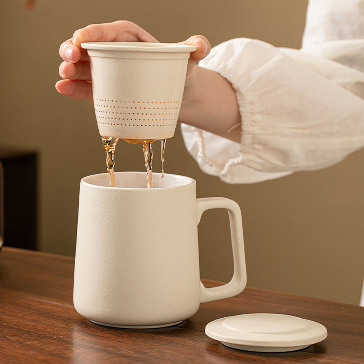 Porcelain-Minimalist Ceramic Tea Infuser Cup 360ml Chaliland