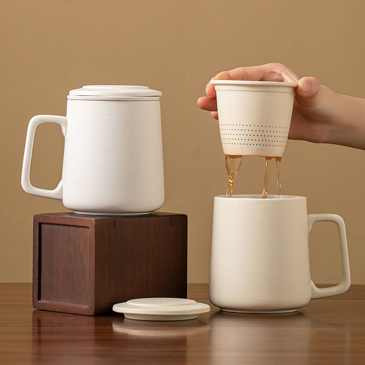 Porcelain-Minimalist Ceramic Tea Infuser Cup 360ml Chaliland