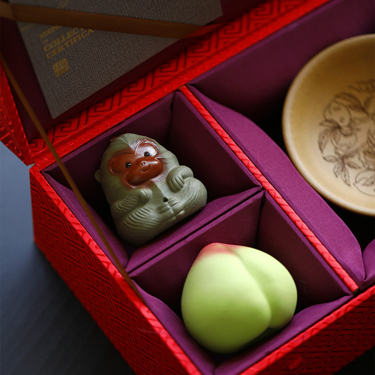 Nine Peach Longevity Tea Bowl Gift Set Chaliland