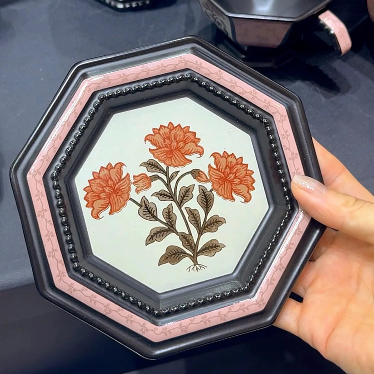 Octagonal Rose Ceramic Cup Chaliland