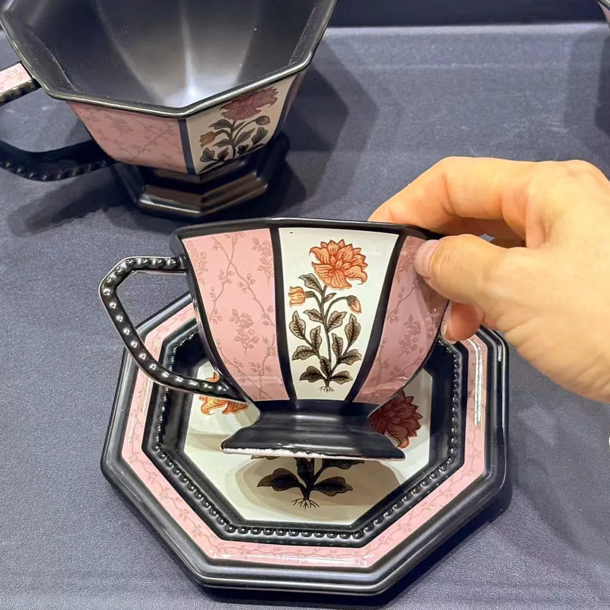 Octagonal Rose Ceramic Cup Chaliland