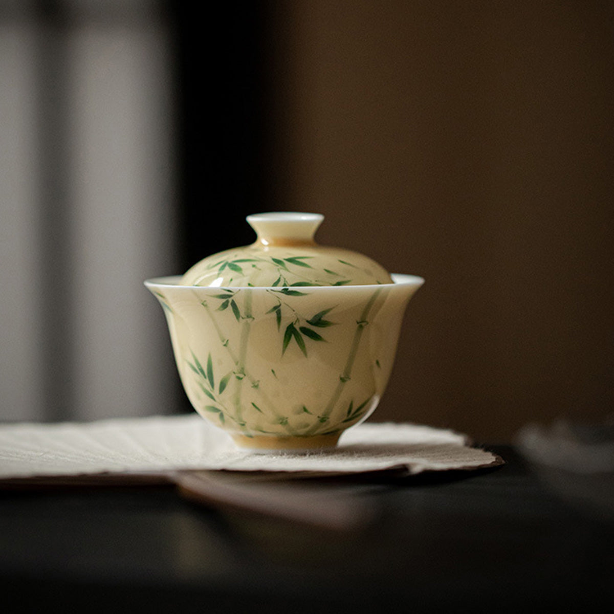 [Porcelain]Pastel Hand-painted Xiangfei Bamboo Gaiwan 140ml Chaliland