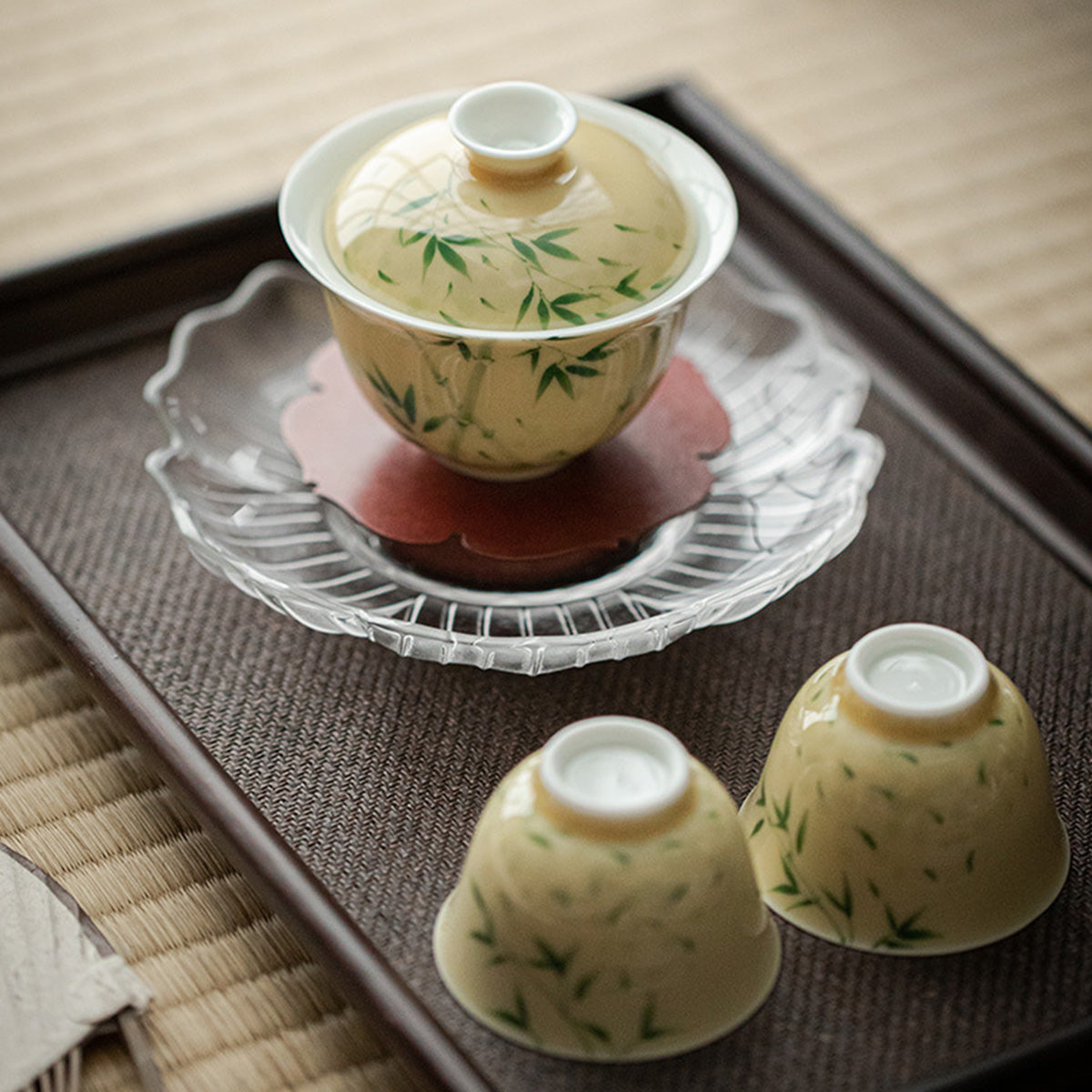 [Porcelain]Pastel Hand-painted Xiangfei Bamboo Gaiwan 140ml Chaliland