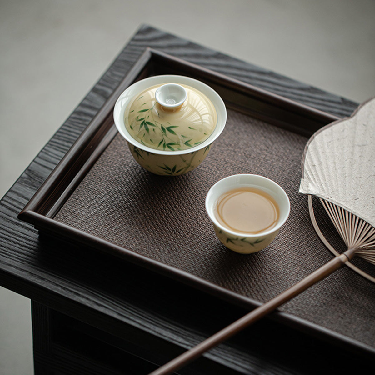 [Porcelain]Pastel Hand-painted Xiangfei Bamboo Gaiwan 140ml Chaliland