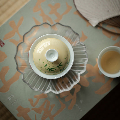 [Porcelain]Pastel Hand-painted Xiangfei Bamboo Gaiwan 140ml Chaliland