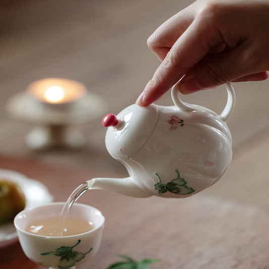 Ceramic - Peach Falling and Butterfly Dancing Tea Pot - 110ml Chaliland