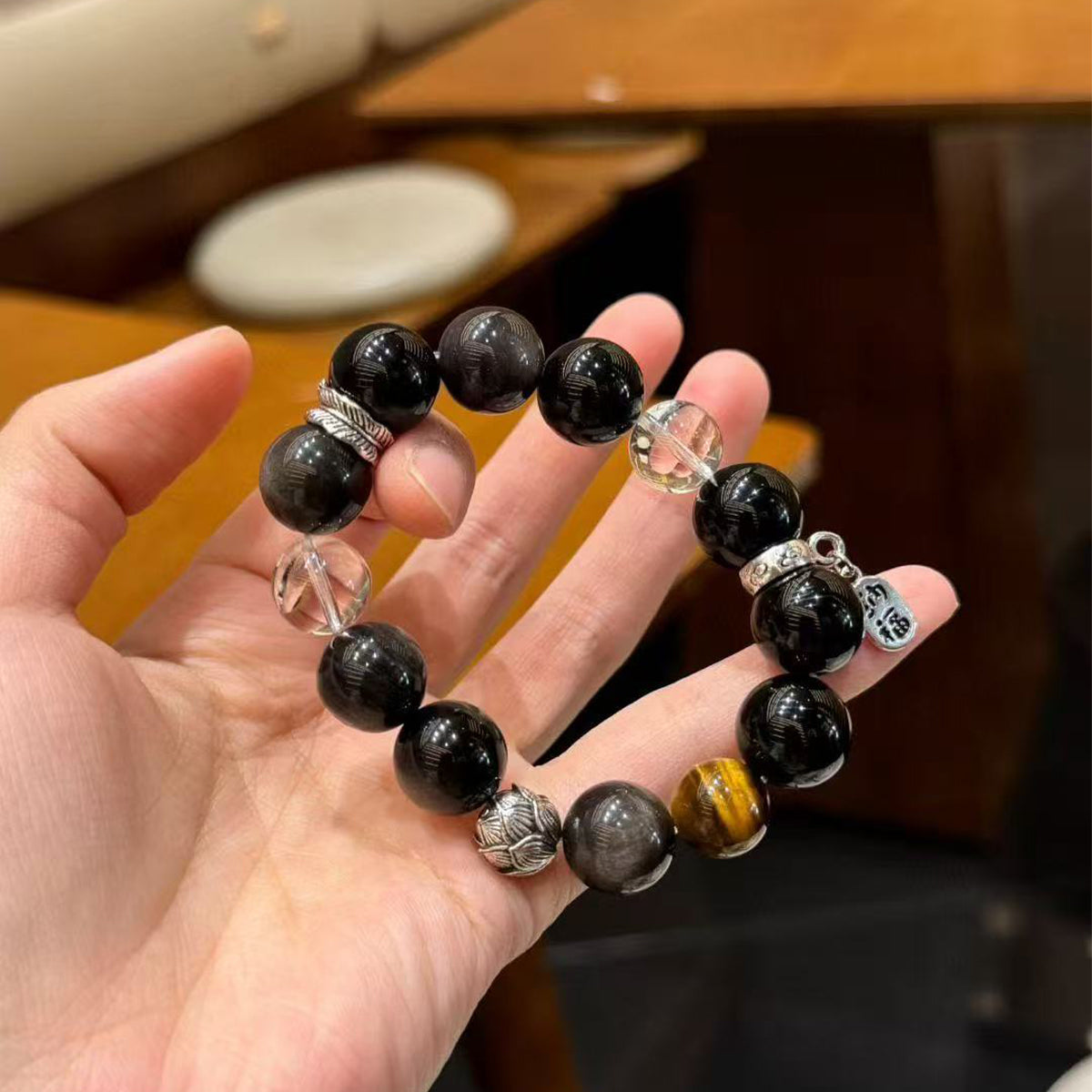 Protection Crystal Bracelet – Obsidian, Tiger Eye & Clear Quartz Energy Jewelry Chaliland