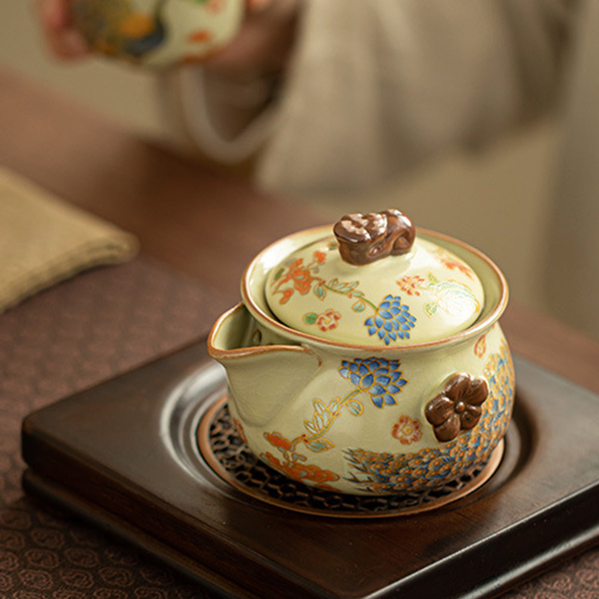 Ru Kiln - Peacock Handheld Pot - 200ML Chaliland