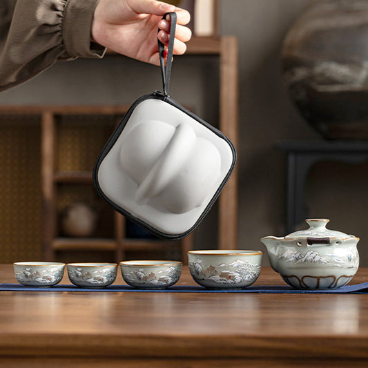 Ru Kiln - Snowscape Portable Tea Set 190ml Chaliland