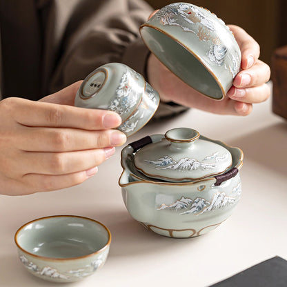 Ru Kiln - Snowscape Portable Tea Set 190ml Chaliland