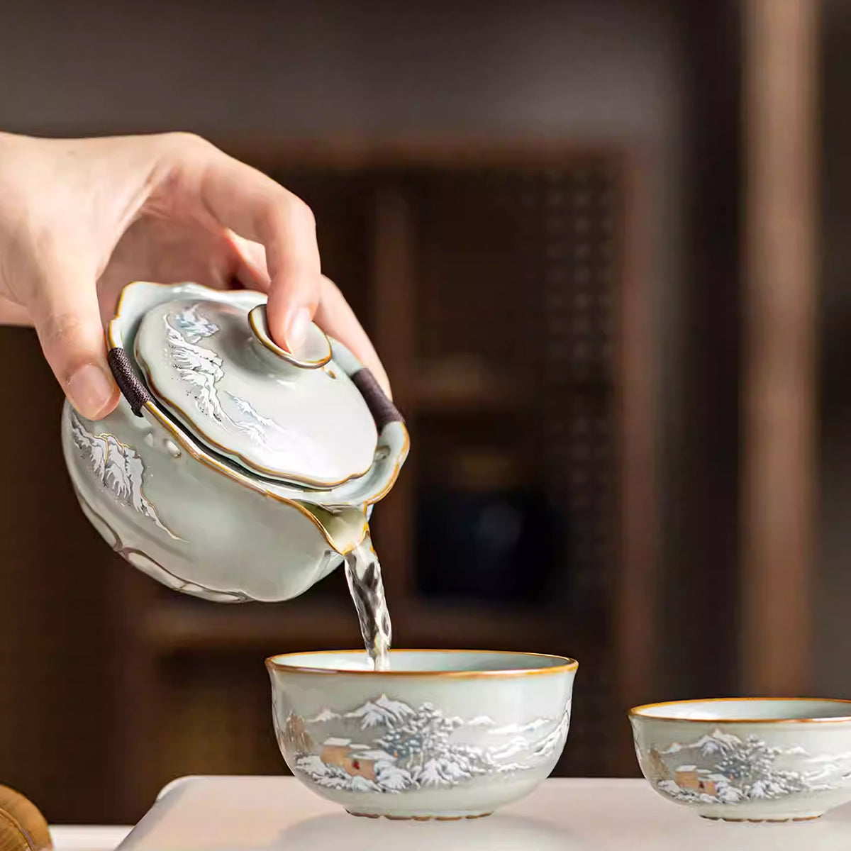 Ru Kiln - Snowscape Portable Tea Set 190ml Chaliland