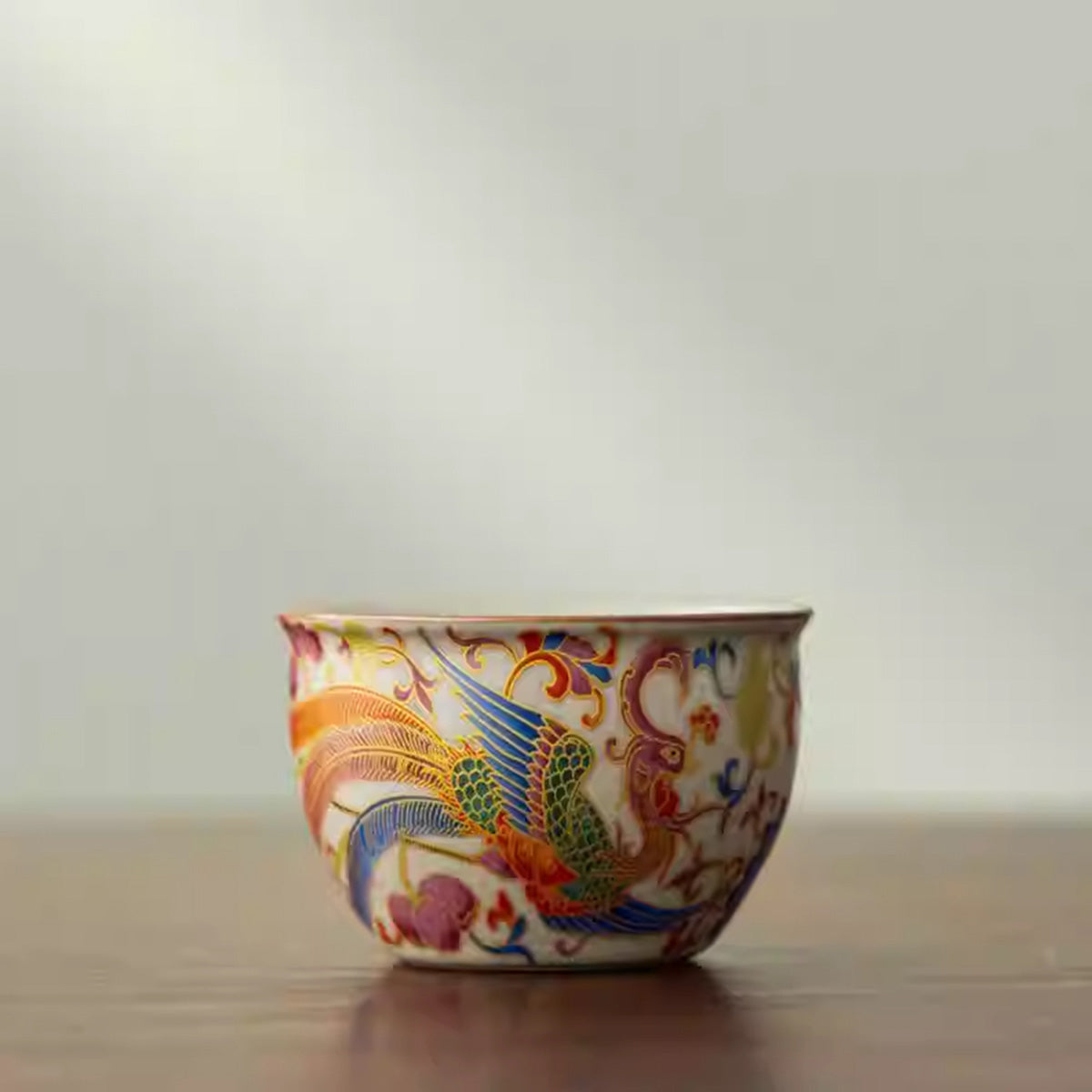 [Ru Kiln]Chinese Style Retro Enamel Loong and Phoenix Cup 110ml Chaliland