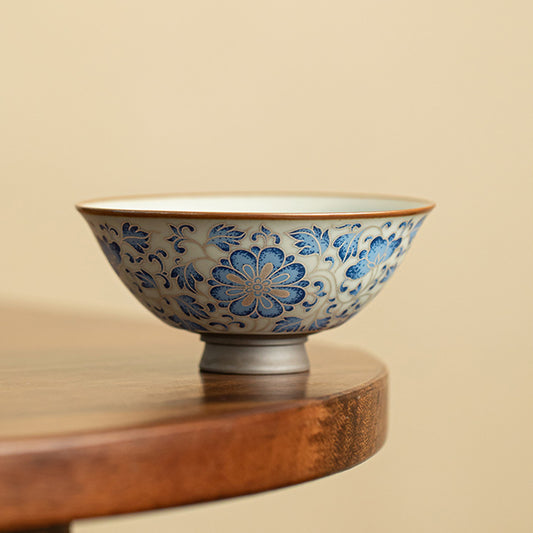 [Ru Kiln]Blue And White Hat-shaped Teacup 110ml Chaliland