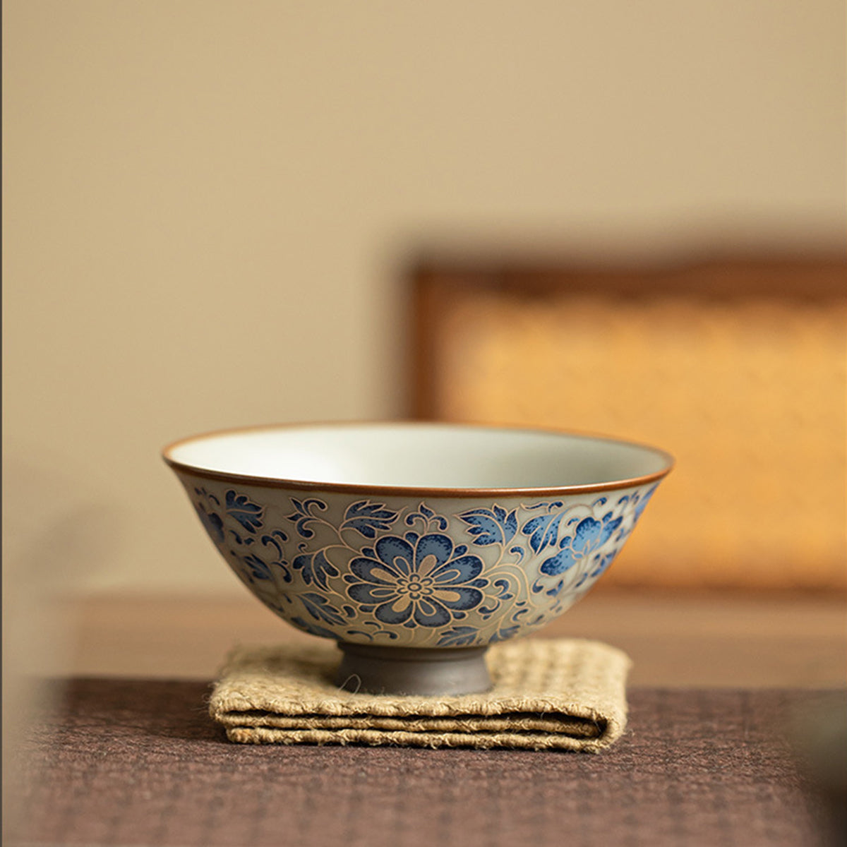 [Ru Kiln]Blue And White Hat-shaped Teacup 110ml Chaliland