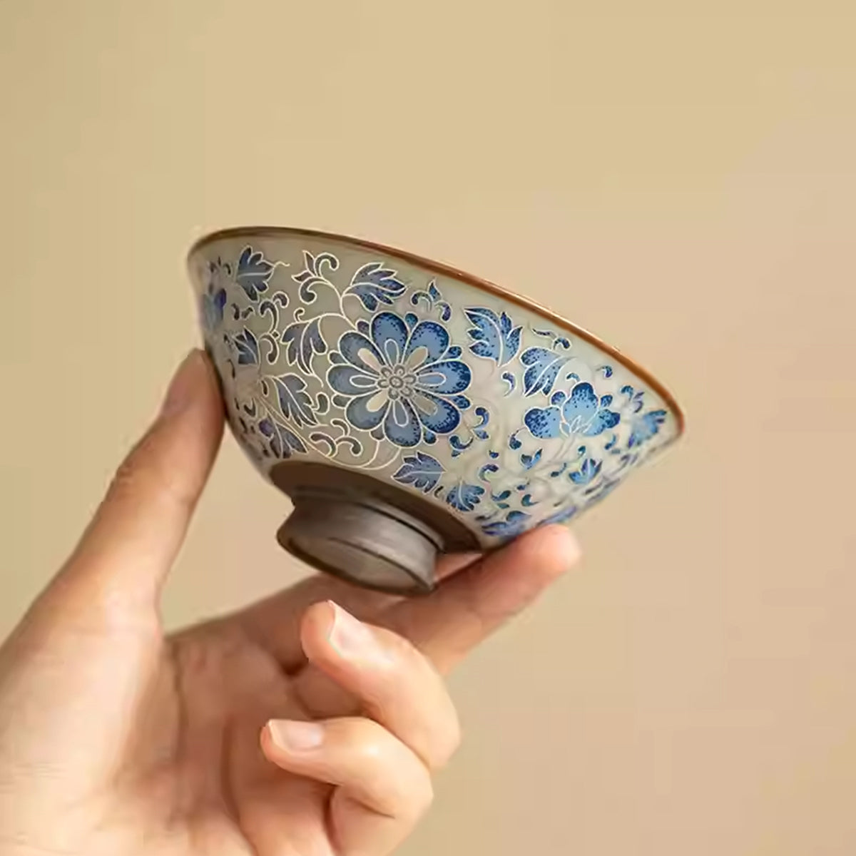 [Ru Kiln]Blue And White Hat-shaped Teacup 110ml Chaliland