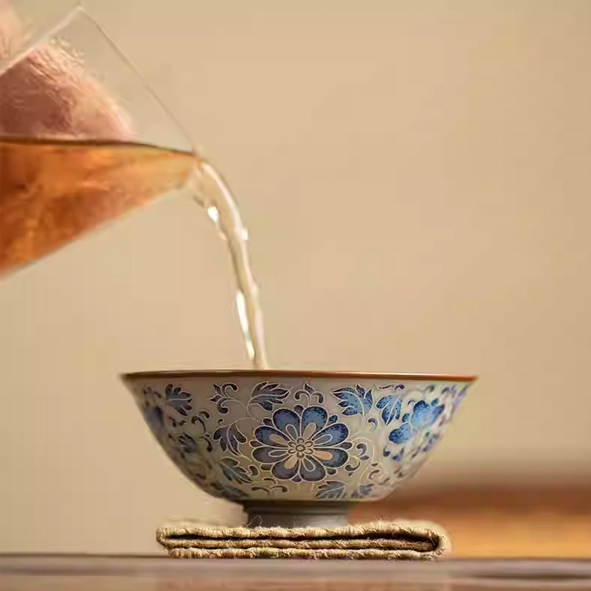 [Ru Kiln]Blue And White Hat-shaped Teacup 110ml Chaliland