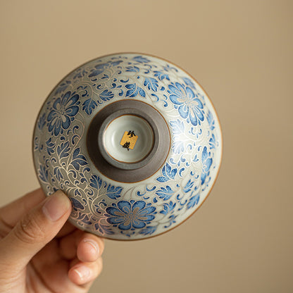 [Ru Kiln]Blue And White Hat-shaped Teacup 110ml Chaliland
