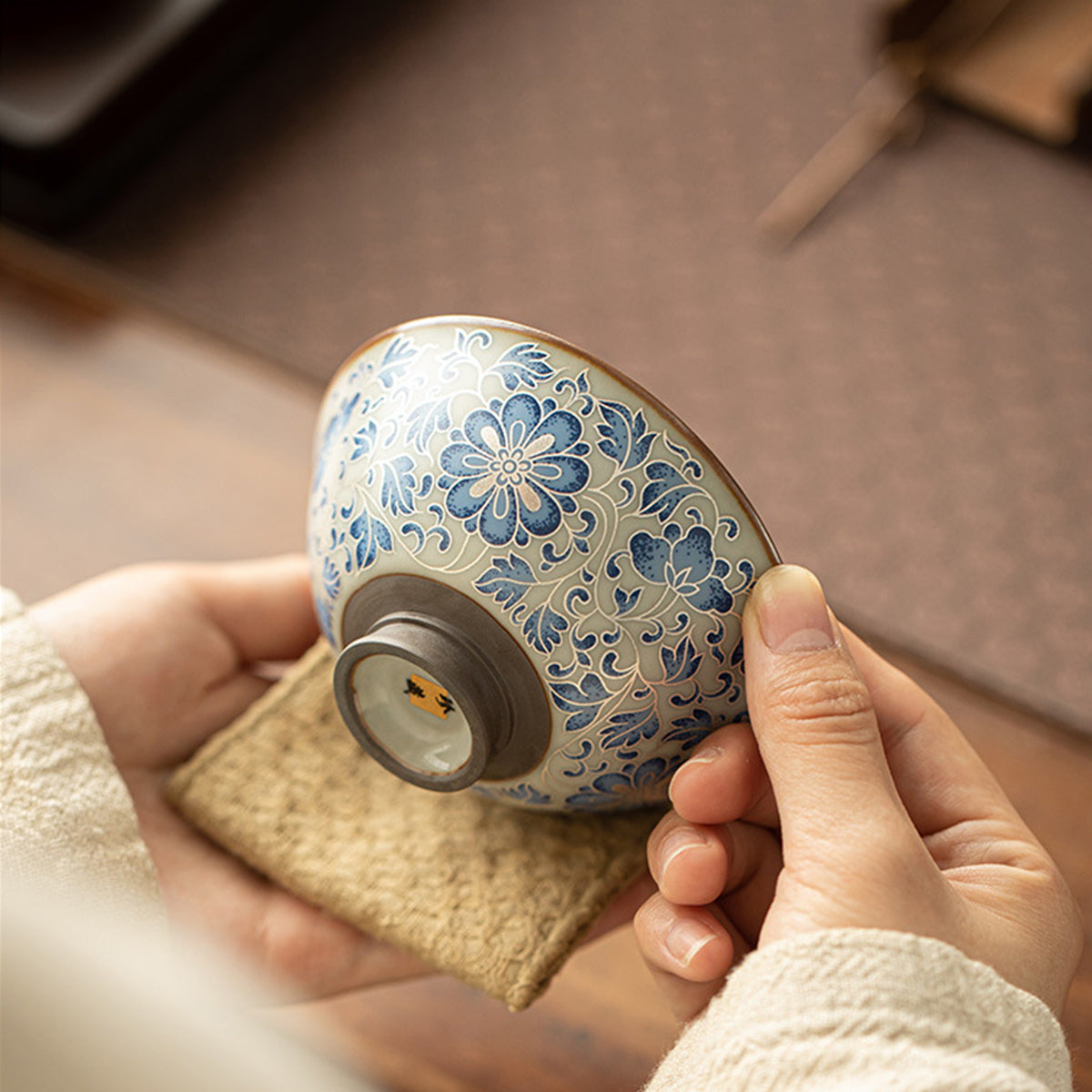 [Ru Kiln]Blue And White Hat-shaped Teacup 110ml Chaliland