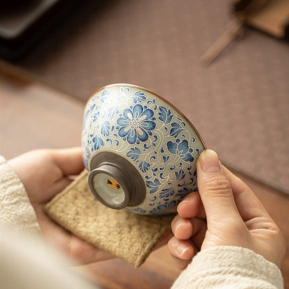 [Ru Kiln]Blue And White Hat-shaped Teacup 110ml Chaliland