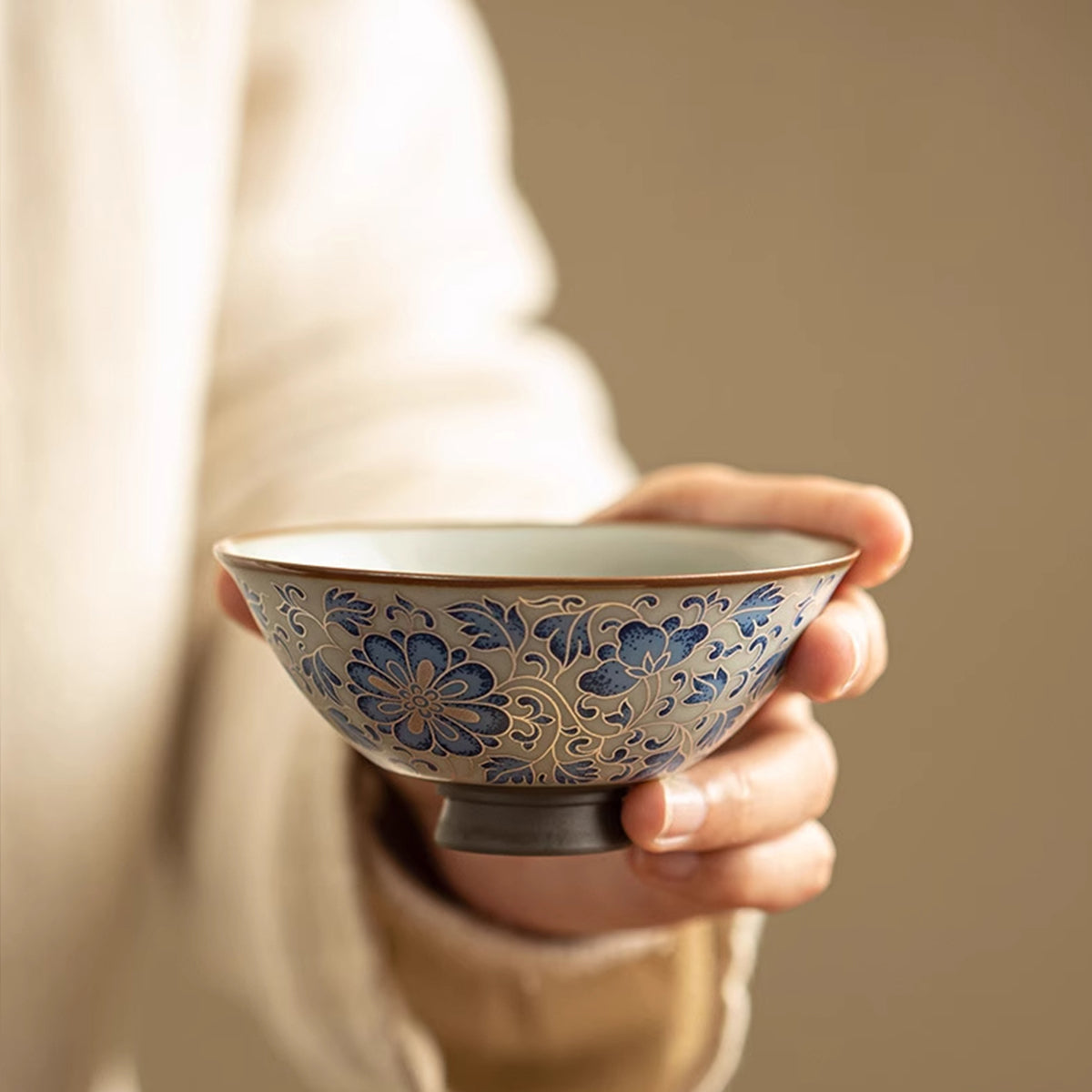 [Ru Kiln]Blue And White Hat-shaped Teacup 110ml Chaliland