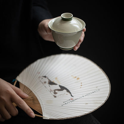 [Porcelain]Secret Blue Mu Yan Pale Blue Edge Handmade Ceramic Gaiwan 120ml Chaliland