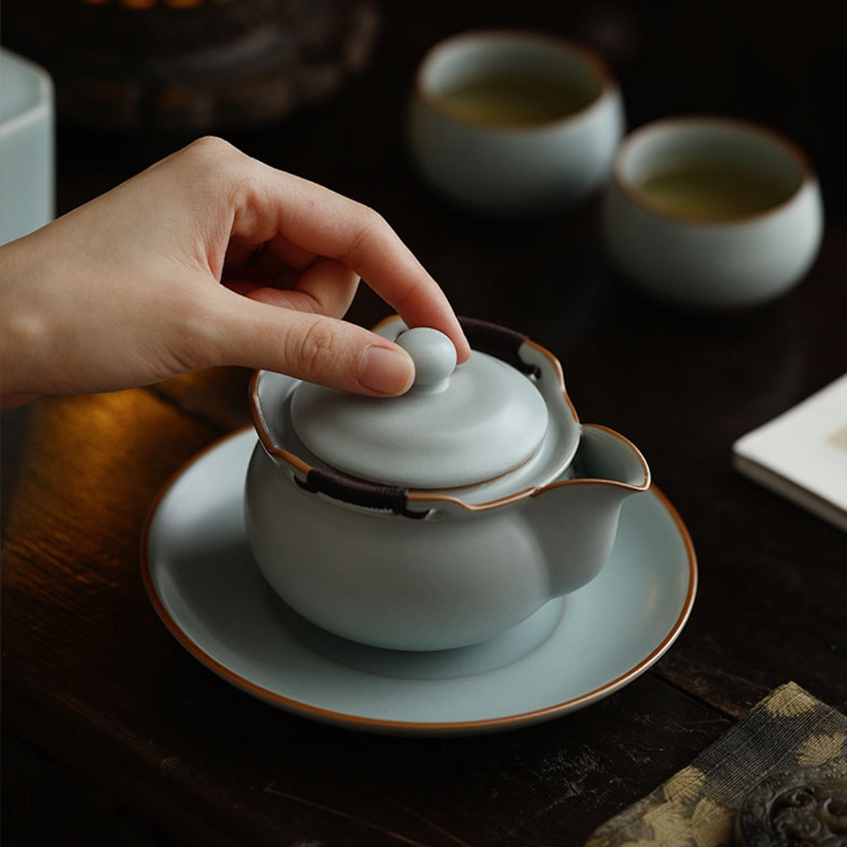 Ru Kiln-Sky Blue Ru Kiln Hand-Grip Teapot 330ml Chaliland