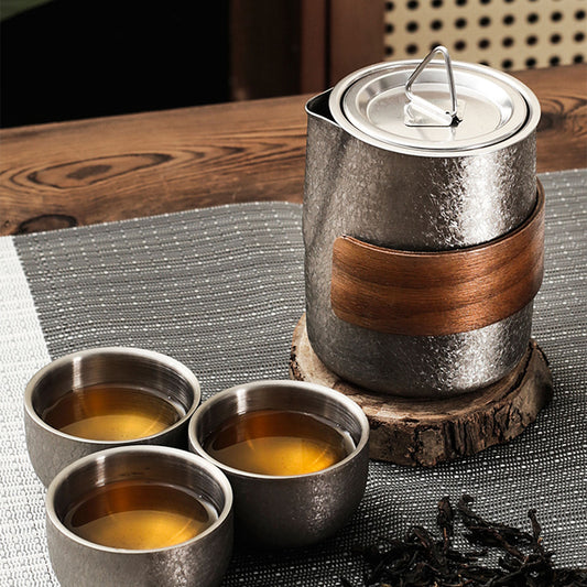 Stainless Steel-Space Gray 304 Double-Wall Tea Infuser with Crackle Glaze 350ml Chaliland