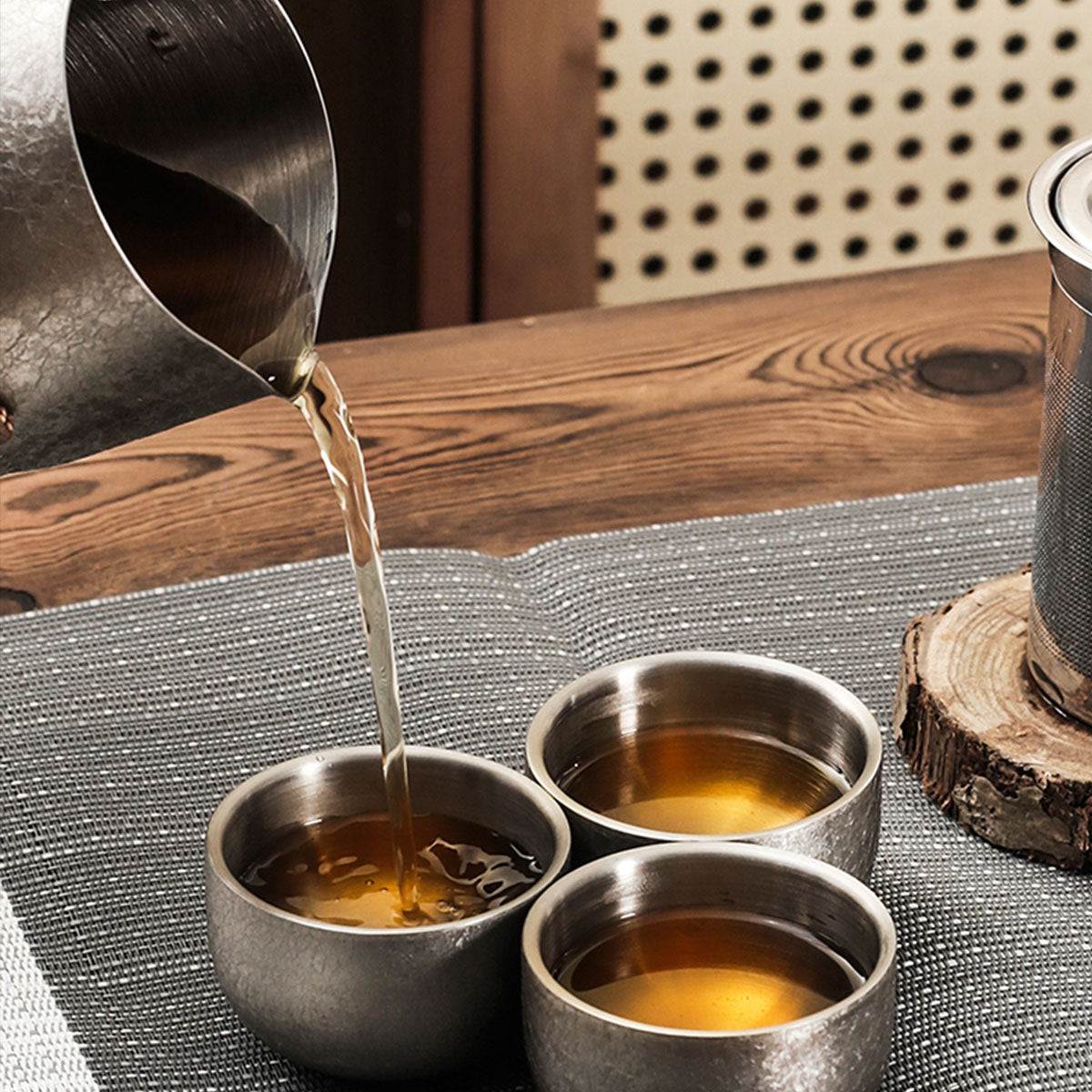 Stainless Steel-Space Gray 304 Double-Wall Tea Infuser with Crackle Glaze 350ml Chaliland