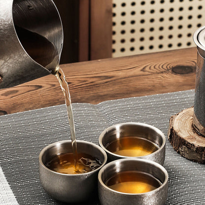 Stainless Steel-Space Gray 304 Double-Wall Tea Infuser with Crackle Glaze 350ml Chaliland