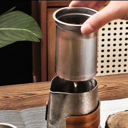 Stainless Steel-Space Gray 304 Double-Wall Tea Infuser with Crackle Glaze 350ml Chaliland