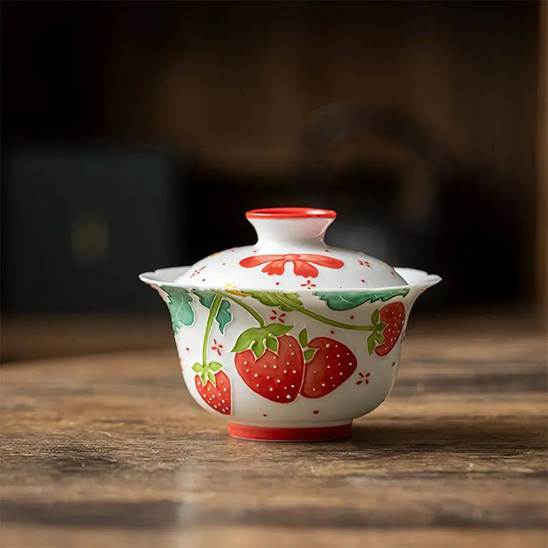 Strawberry-Rimmed Gaiwan