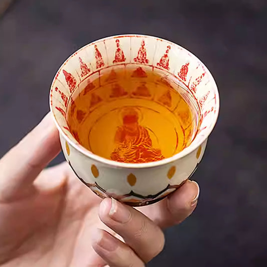 [Porcelain]Ten Thousand Buddhas Silver Lotus Teacup 100ml Chaliland