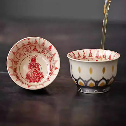 [Porcelain]Ten Thousand Buddhas Silver Lotus Teacup 100ml Chaliland