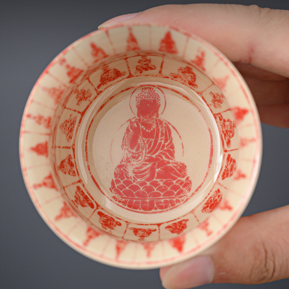 [Porcelain]Ten Thousand Buddhas Silver Lotus Teacup 100ml Chaliland