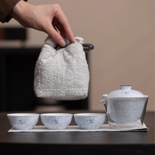 Underglaze painted hand-drawn colorful orchids Chaliland