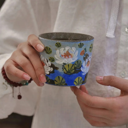 Water lily teacup, purple clay pig mouth cup-230ML