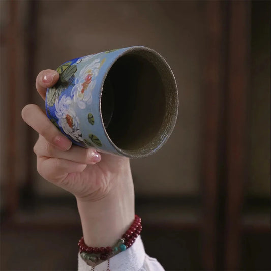 Water lily teacup, purple clay pig mouth cup-230ML