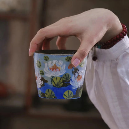 Water lily teacup, purple clay pig mouth cup-230ML