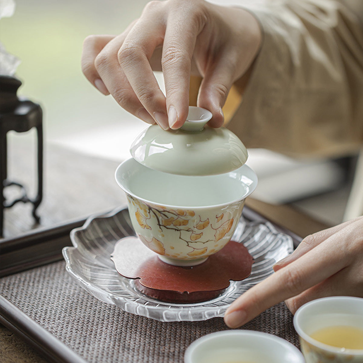 [Porcelain]When The Ginkgo Biloba Turns Yellow Green Fruit Fuling Gaiwan 140ml Chaliland