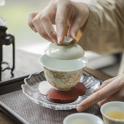 [Porcelain]When The Ginkgo Biloba Turns Yellow Green Fruit Fuling Gaiwan 140ml Chaliland