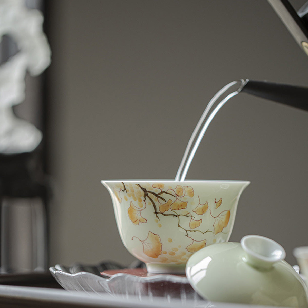 [Porcelain]When The Ginkgo Biloba Turns Yellow Green Fruit Fuling Gaiwan 140ml Chaliland